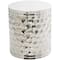 18" Silver Stainless Steel Drum Geometric Accent Table